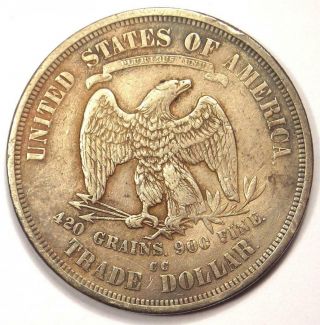 1874 - CC Trade Silver Dollar T$1 - VF Details - Rare Carson City Coin 2