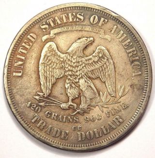 1874 - CC Trade Silver Dollar T$1 - VF Details - Rare Carson City Coin 4