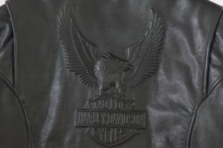 Harley Davidson Mens Vintage Cruiser Embossed Eagle Metal Badge Leather Jacket L 12