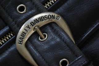 Harley Davidson Mens Vintage Cruiser Embossed Eagle Metal Badge Leather Jacket L 7