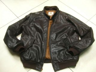 Vintage Golden Bear Brown Leather Jacket Large 46 L Biker Bomber Aviator Flying