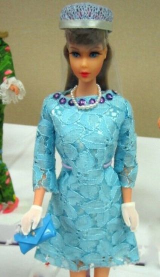 Vhtf Vintage Mod Barbie tnt Japanese Exclusive Blue hat for Blue lace outfit 4