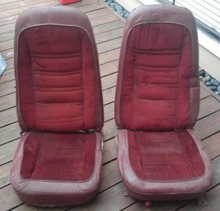 Rare Vintage 1977 - 1979 Corvette Red Velour Bucket Seats Gm