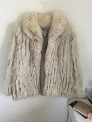 Saga Vintage Real Fur Natural Coat Silver Ladies Large