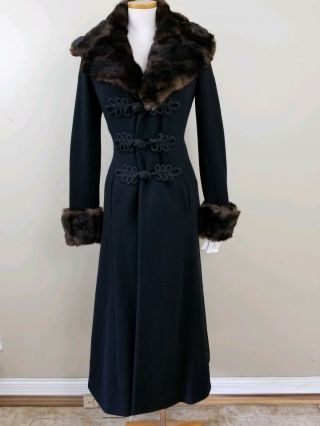 Nwt Womens Rare Ralph Lauren Black Label Fur Wool Cashmere Sz 2 Overcoat $2998
