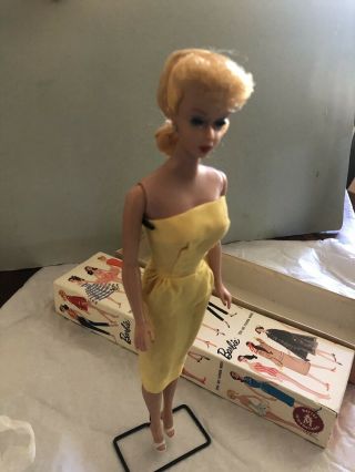 Vintage Blonde Ponytail BARBIE No 850 Box w/ stand 1959 Doll 11