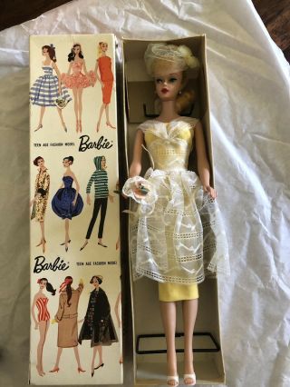 Vintage Blonde Ponytail BARBIE No 850 Box w/ stand 1959 Doll 2