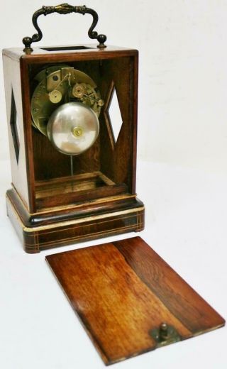 Antique French Empire 8 Day Bell Striking Marquetry Inlaid Officers Mantel Clock 11