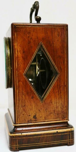 Antique French Empire 8 Day Bell Striking Marquetry Inlaid Officers Mantel Clock 7