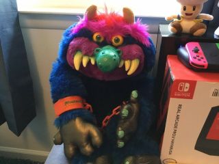 My Pet Monster Vintage Blue 1986 Plush Doll Amtoy Handcuffs Rare Great