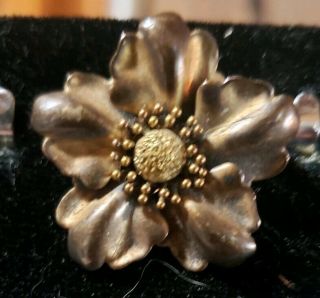 Antique Art Nouveau Or Victorian 14k Gold Flower Brooch Pin