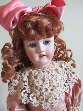 Antique Heinrich Handwerck Doll,  Perfect Bisque,  French Red Hh Wig 24 " 1895