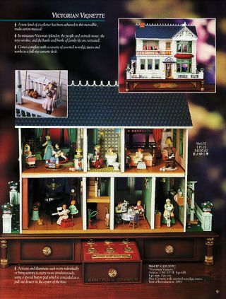 Vintage In The Box Enesco Victorian Vignette Multi Action Lighted Dollhouse