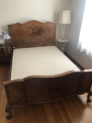 Vintage Wood Bedroom Set - Bed frame,  Armoire,  Vanity,  Bedside Table 9