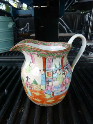 Fine 19th C Rose Medallion Chinese Export Pitcher