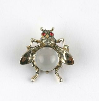 Vintage Trifari Alfred Philippe Gilt Sterling Silver Jelly Belly Bee Fly Bug Pin