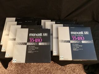 8 - Maxell Ud 35 - 180 - Blank Reel To Reel Tapes - 10 " Metal Reel Vintage