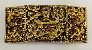 Fine Chinese Qing Dynasty Gilt Bronze Belt Buckle 19th Century
