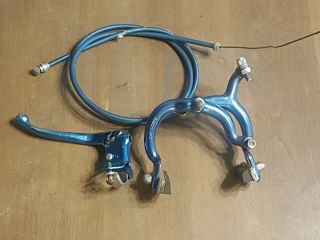 Vtg Dia Compe 890 Brake Caliper/lever/cable Old School Bmx 1983 - Blue