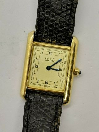Must De Cartier Paris 925 Argent Tank Quartz Gold Plated Watch - 20.  5mm