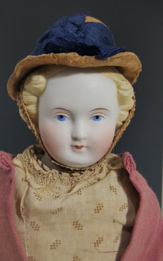 17 " Antique Parian Porcelain Or Bisque Head Doll And Antique Clothing