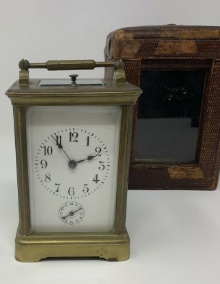 Antique French Brass Repeater Carriage Clock With Alarm