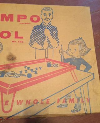 Rare Vintage 1950 ' s Bumpo Pool no.  532 Table Board Marble Game - Sidney A Tarrson 2