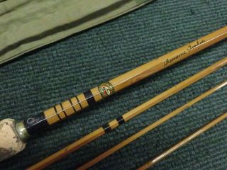 VINTAGE MONTAGUE SUNBEAM BAMBOO FLY ROD - 9 ' - WITH EXTRA TIP,  SOCK & TUBE 5
