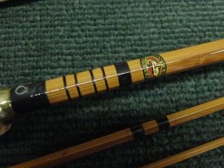 VINTAGE MONTAGUE SUNBEAM BAMBOO FLY ROD - 9 ' - WITH EXTRA TIP,  SOCK & TUBE 6