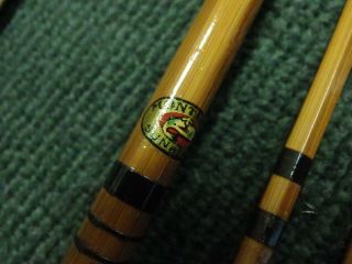 VINTAGE MONTAGUE SUNBEAM BAMBOO FLY ROD - 9 ' - WITH EXTRA TIP,  SOCK & TUBE 7