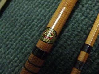 VINTAGE MONTAGUE SUNBEAM BAMBOO FLY ROD - 9 ' - WITH EXTRA TIP,  SOCK & TUBE 8
