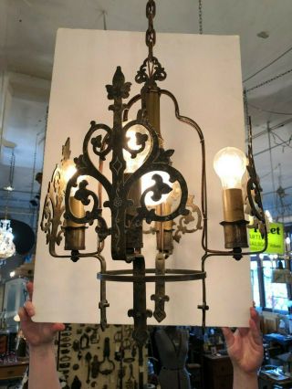 Circa 1920s Old Hollywood Style Spanish Revival 5 Light Chandelier Sunset Blvd.