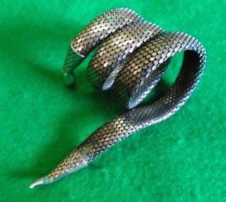 COILED SNAKE ARM BAND by WHITING & DAVIS,  VINTAGE,  UNTOUCHED ESTATE FOUND, 7
