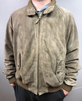 Polo Ralph Lauren Large Leather Jacket Distressed Rrl Rugged Vtg Bomber Xl Coat