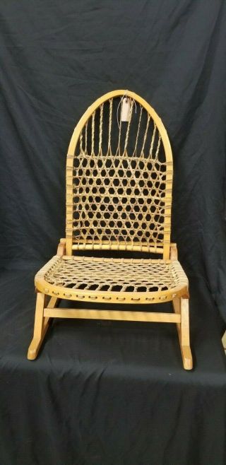1 Vintage Tubbs Folding Canoe Chair,  Snowshoe Style,  Rustic Wallingford Vermont