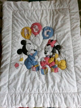 Dundee Vtg Mickey Mouse Minnie Disney Pluto Baby Blanket Crib Comforter Block
