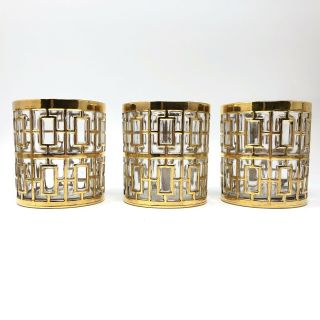 Vtg MCM Imperial Glass SHOJI GOLD COCKTAIL ROCKS GLASSES BAR - set of 8 Regency 10