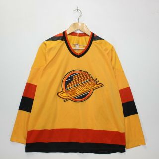 Vintage Vancouver Canucks Ccm Maska Nhl Hockey Jersey Size Xl Yellow Skate Logo