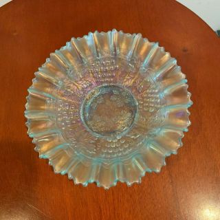 Vintage Carnival Glass Ice Blue Ruffled Dish