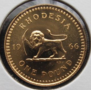 1966 Rhodesia Pound Gold Gem Proof - Rare World Sovereign - Uncirculated
