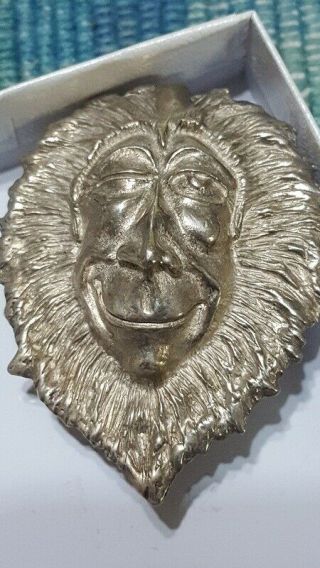 Rare Vintage Artisan Bob Shamey Lion/man Pin Sterling Silver Signed