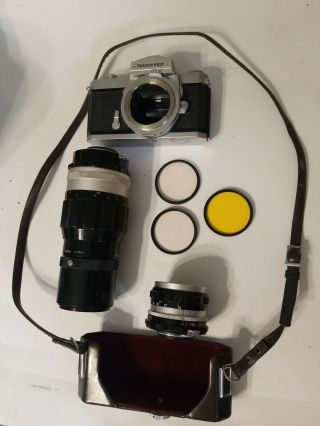 Nikon Nikkormat Ft - N 35mm Film Camera Nikkor - S 50mm F:1.  4 Lens 200mm Y52 L1a Vtg
