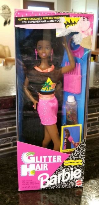 Vintage 1993 Glitter Hair African American Barbie Doll Mib Nrfb Very Collectible