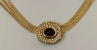 Vintage Christian Dior Cabochon Crystal Rhinestone Gold Tone Necklace Choker 4