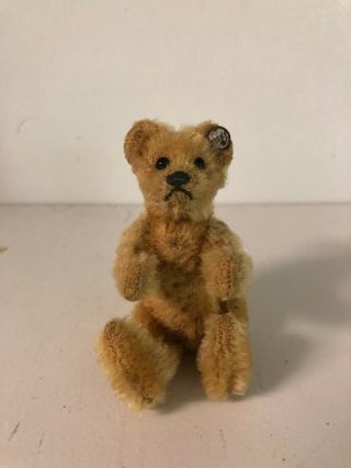Rare Vintage C1950 Steiff Bear 3.  5 " Miniature Tan Mohair Bear With Button