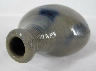 Antique c 1790 - 1810 American Flask Ovoid Form Reeded Neck Cobalt Dabs yqz 7