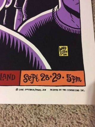 Rare 1996 Seattle Pearl Jam Ward Sutton Concert Poster Randall’s Island 2