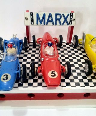 THREE Vintage 1960 ' s Marx Indy Race Car Display One Of A Kind LOOK & READ 3