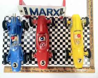 THREE Vintage 1960 ' s Marx Indy Race Car Display One Of A Kind LOOK & READ 5