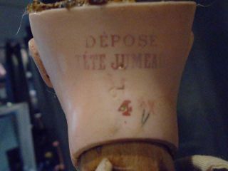 Antique French Tete Jumeau Bisque Doll Automaton Nun Flower & Watering Can 12